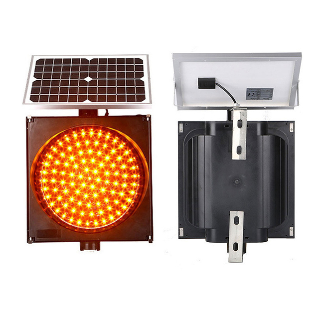 300mm Diameter Powered Traffic Safety Warning Light Solar Yellow Flashing Light