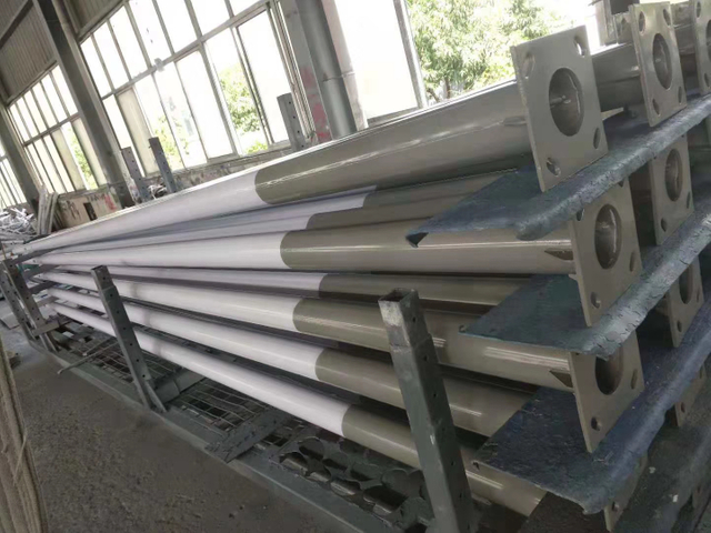 Customized Outdoor 4m 5m 6m 7m 8m 9m 10m 12m Double Single Arm Galvanized Steel Solar Street Light Pole Post Lamp Pole