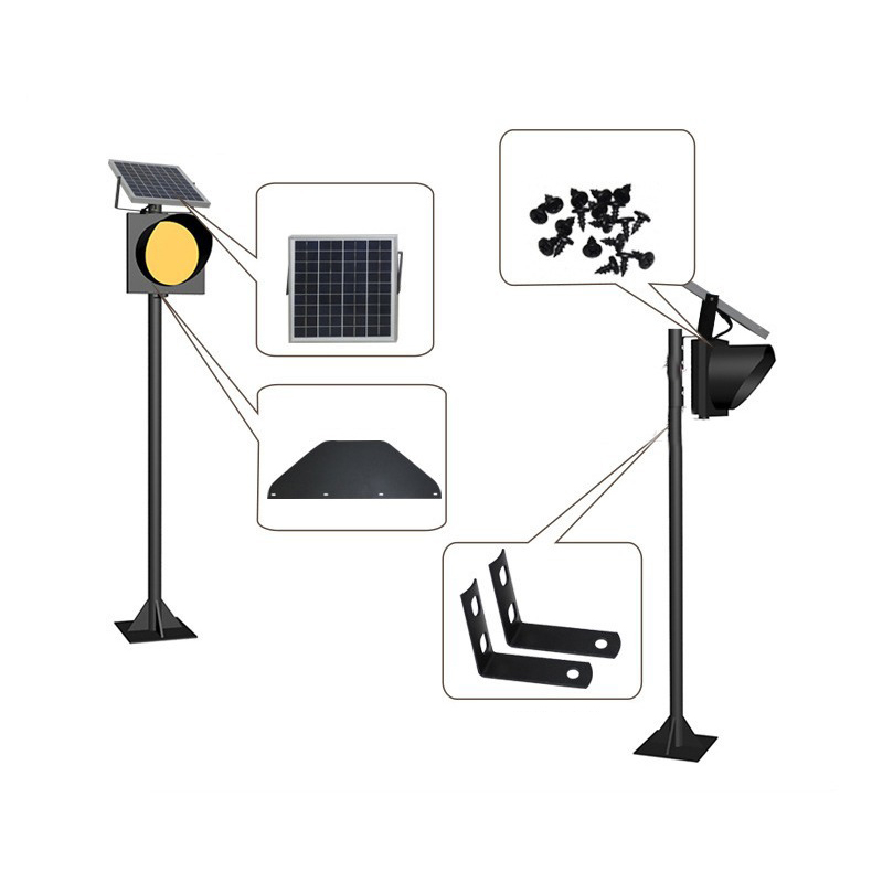 300mm Diameter Powered Traffic Safety Warning Light Solar Yellow Flashing Light